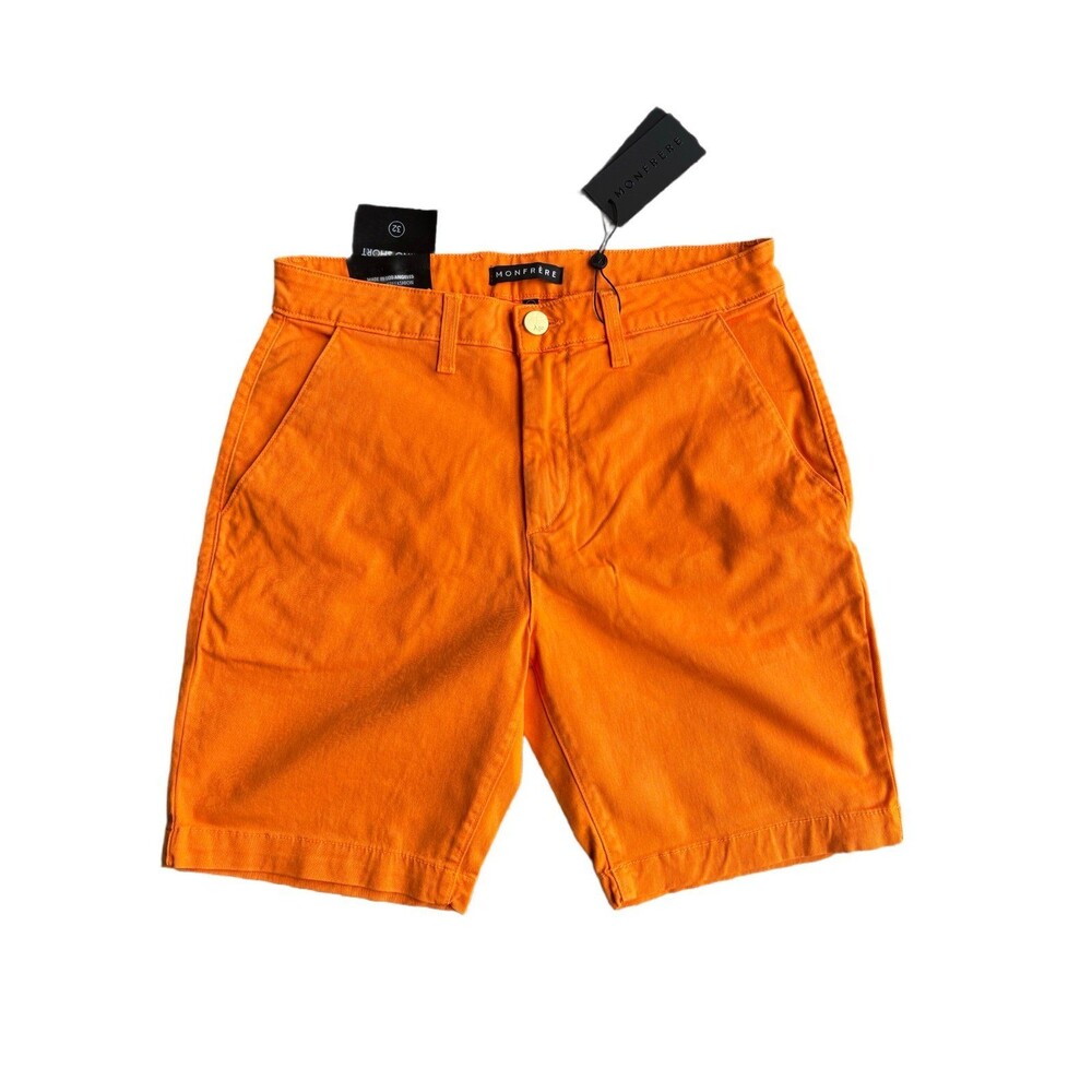 NWT Monfrère Cruise Chino Shorts Orange Size 32 Stretch Cotton Tencel Blend